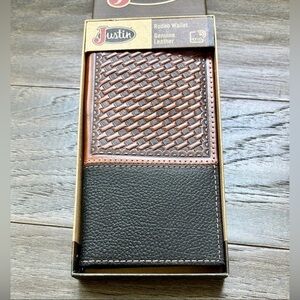 Justin Boots Rodeo Bi-Fold RFID Wallet,genuine leather,card slot,bill/checkbook